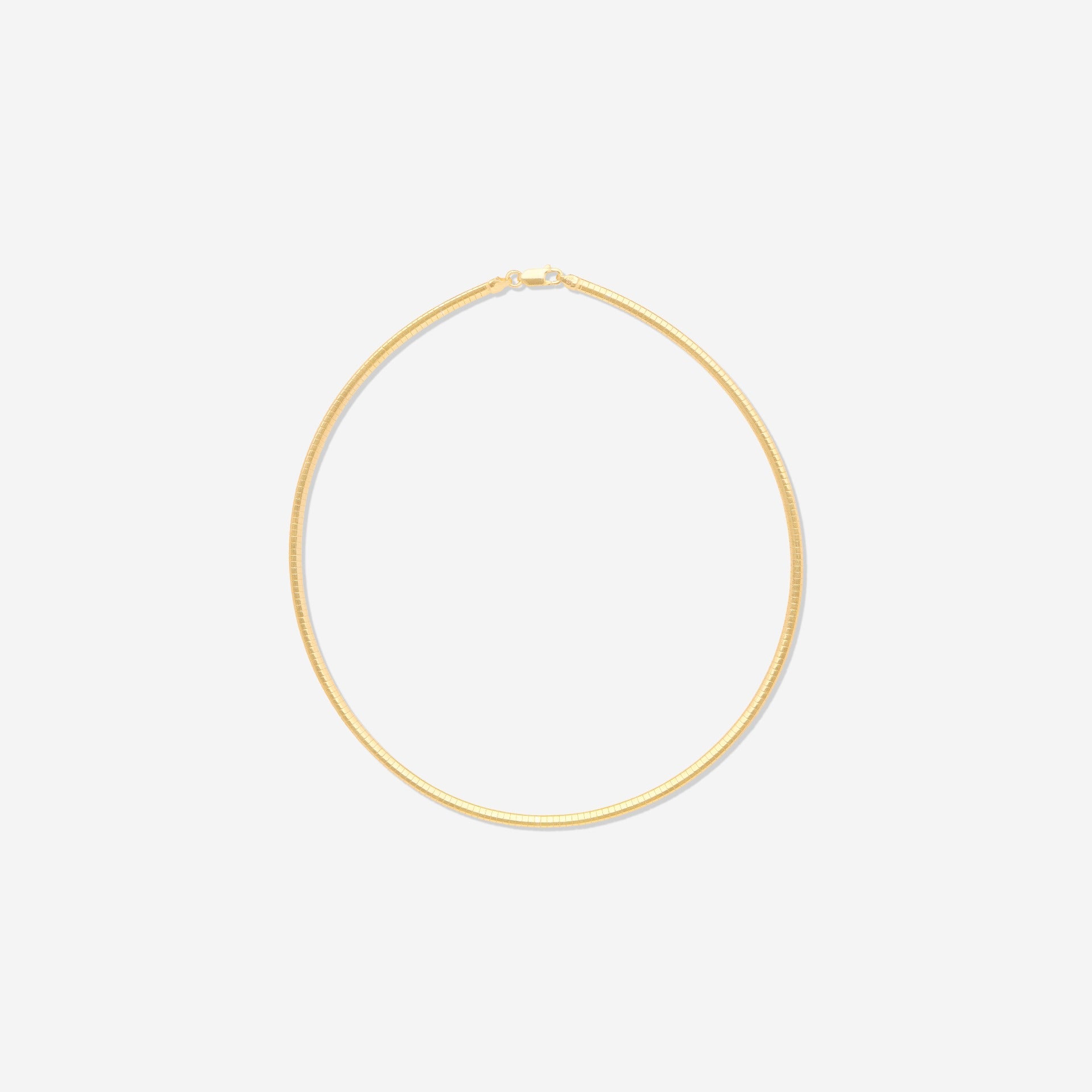 MÉGA Omega 3 Necklace in gold vermeil—3 mm-wide sterling chain (16″ or 18″) with lobster clasp, polished and lightweight.