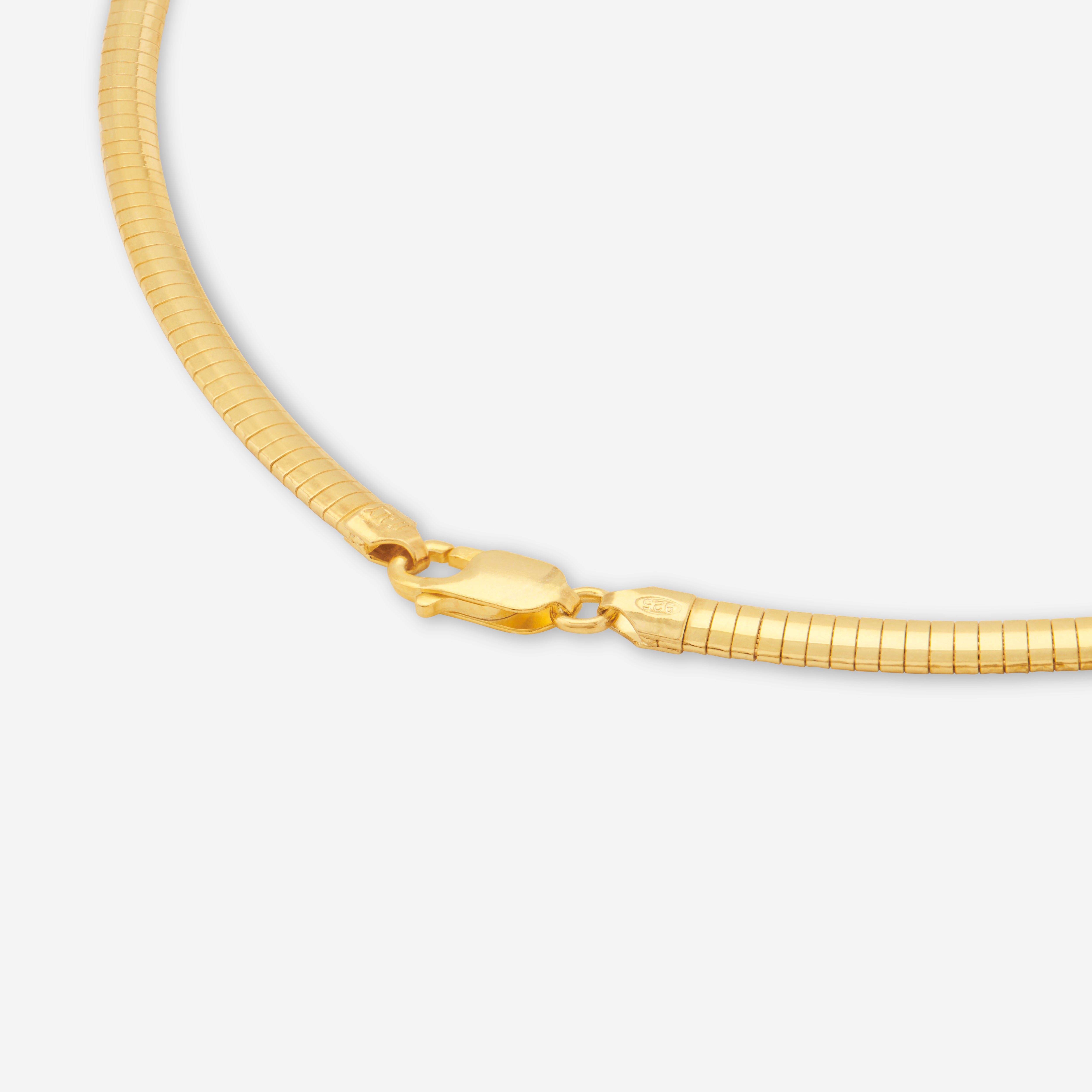MÉGA Omega 4 Necklace in gold vermeil—4 mm-wide sterling chain (16″ or 18″), lobster clasp, polished and wearable.