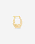 MÉGA Shrimp Hoop Earrings in gold vermeil—28 mm tapered hoops (15.3–23.6 mm), stainless‑steel posts, classic silhouette, lightweight 6.45 g.