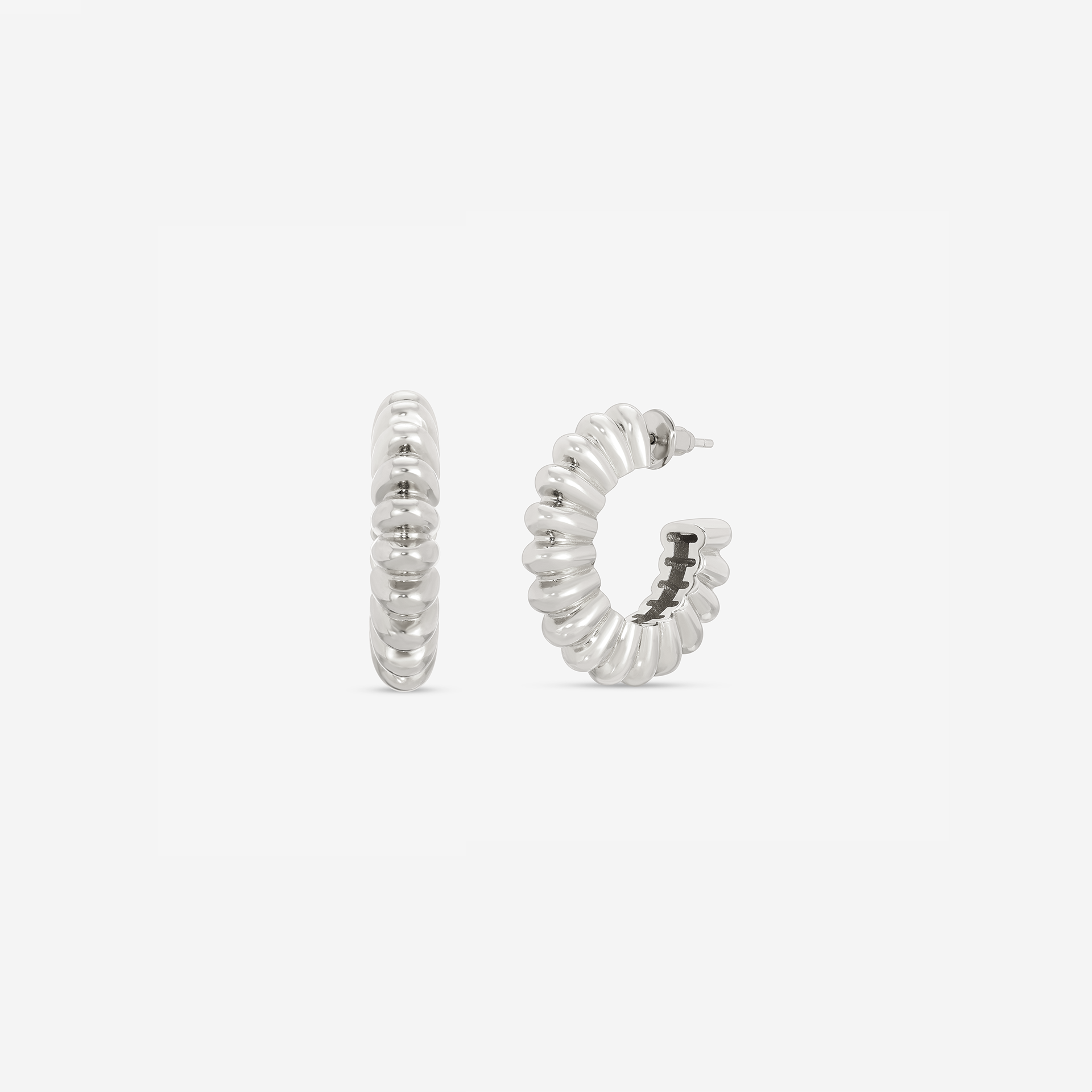 MÉGA Twixie Hoop Earrings in gold vermeil—28 mm × 6.5 mm polished tube hoops with stainless‑steel posts, 7.55 g