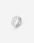 MÉGA Double Step Ring in gold vermeil—a 10 mm-wide sterling band with stepped tiers, 12.54 g.