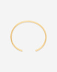 MÉGA Open Cuff Bracelet—3 mm gold-finished sterling cuff, 60 mm width, rounded oval silhouette, weighs 11.87 g.