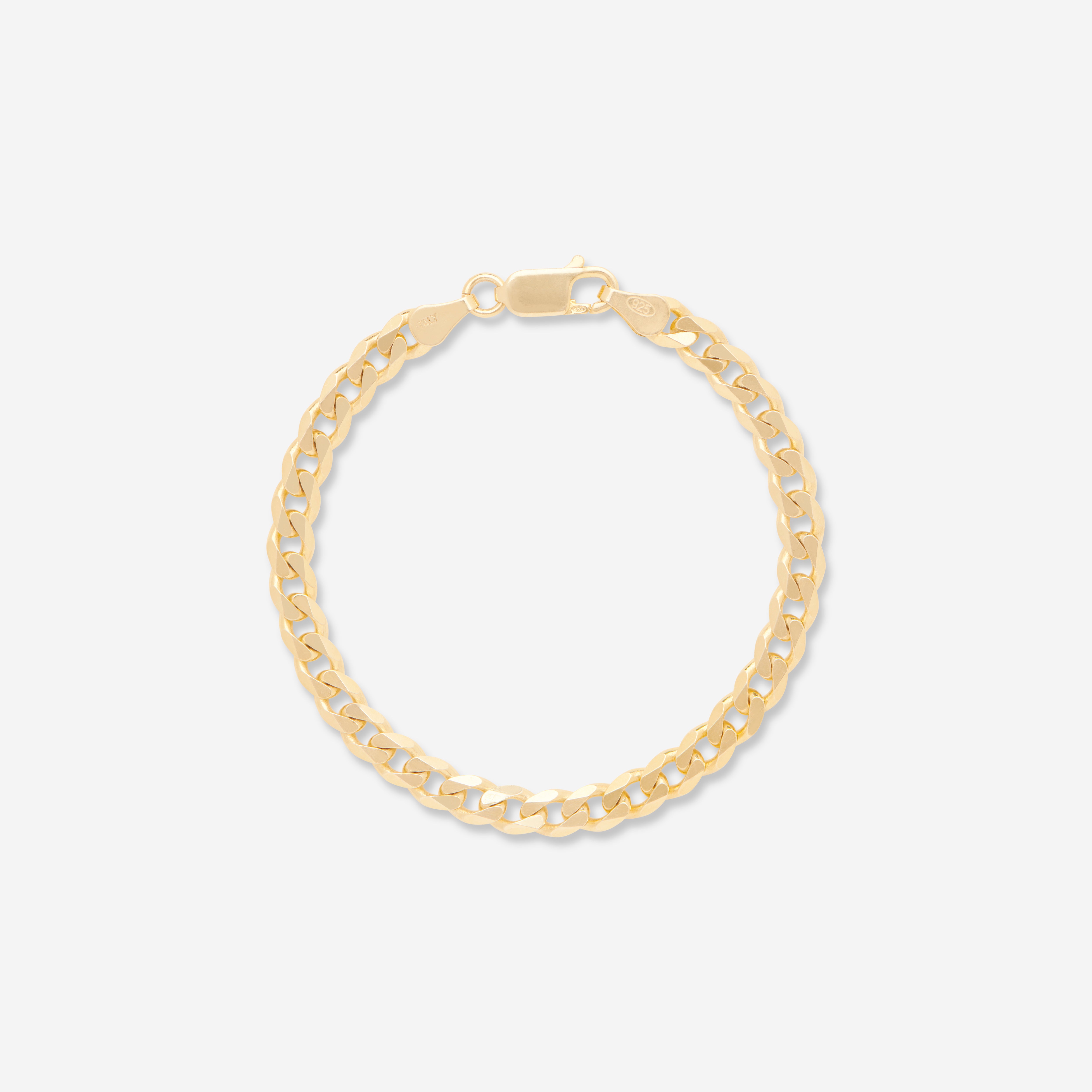 MÉGA Small Curb Bracelet in gold vermeil—7″ Italian 5 mm curb-link chain, lobster clasp, 9.08 g.