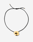 Featuring a sculptural pendant on an adjustable black leather cord, available in 14k gold or sterling silver vermeil.