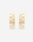 MÉGA Checkered Wide Earrings in gold vermeil—21 mm wide huggies with checker texture and princess-cut zircon, 9 g