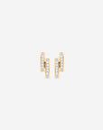 MÉGA Double Bars Earrings in gold vermeil—two CZ-studded bar studs, 13.9 mm × 5.2 mm, 2.13 g, lightweight and refined.