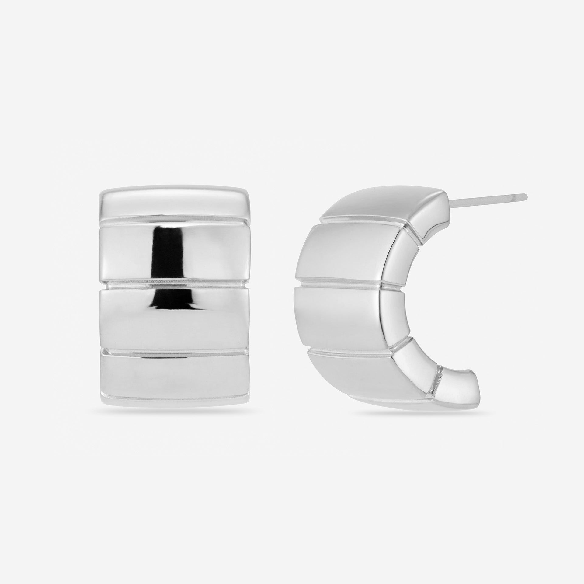 Chunky sculptural hoop earrings with a bold, rounded silhouette – lightweight and easy to wear daily