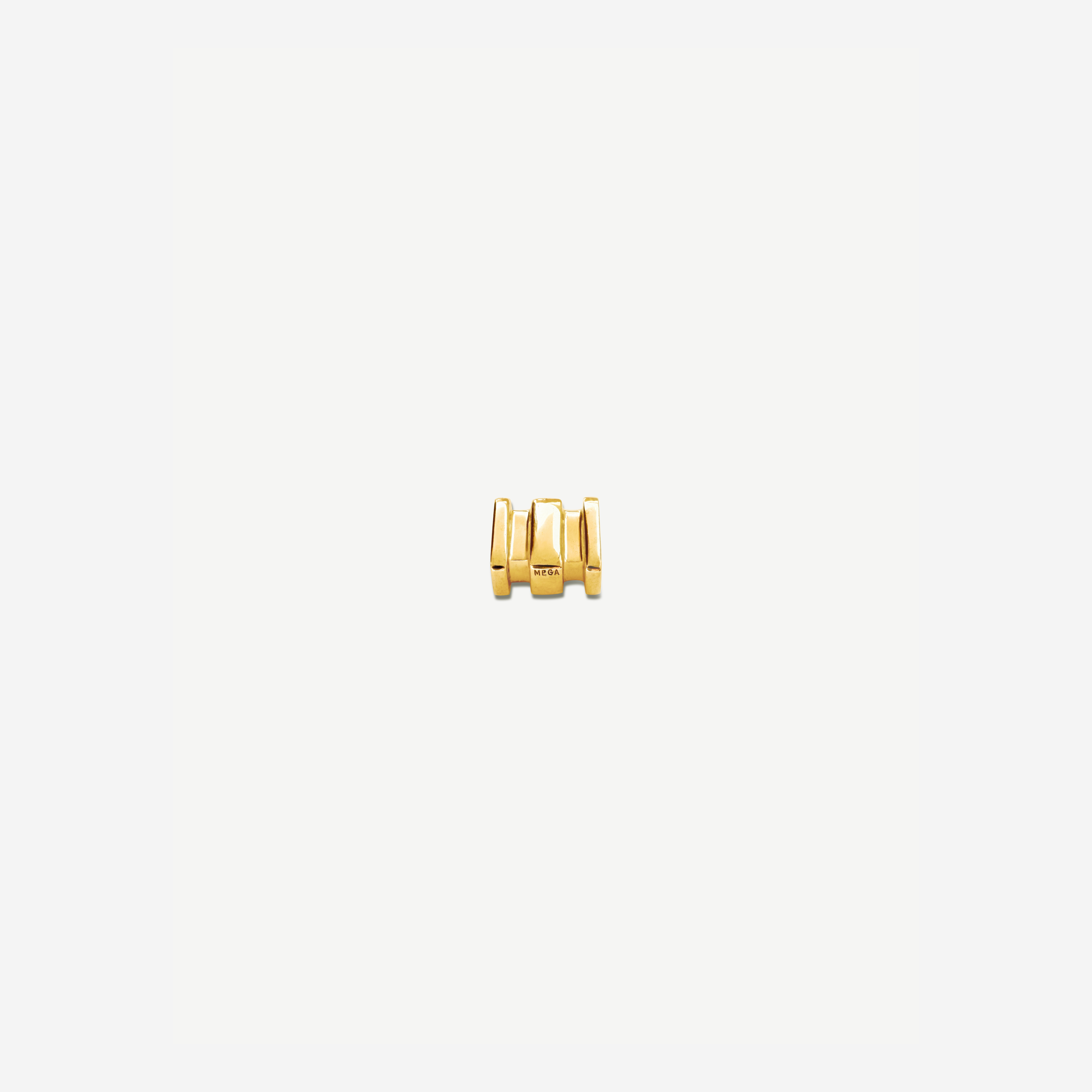 Small Omega Charm in gold, designed for the Omega 4 Necklace – delicate, polished, and stackable.