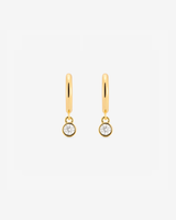 Baby Hoop Round Drop Earring Clear CZ