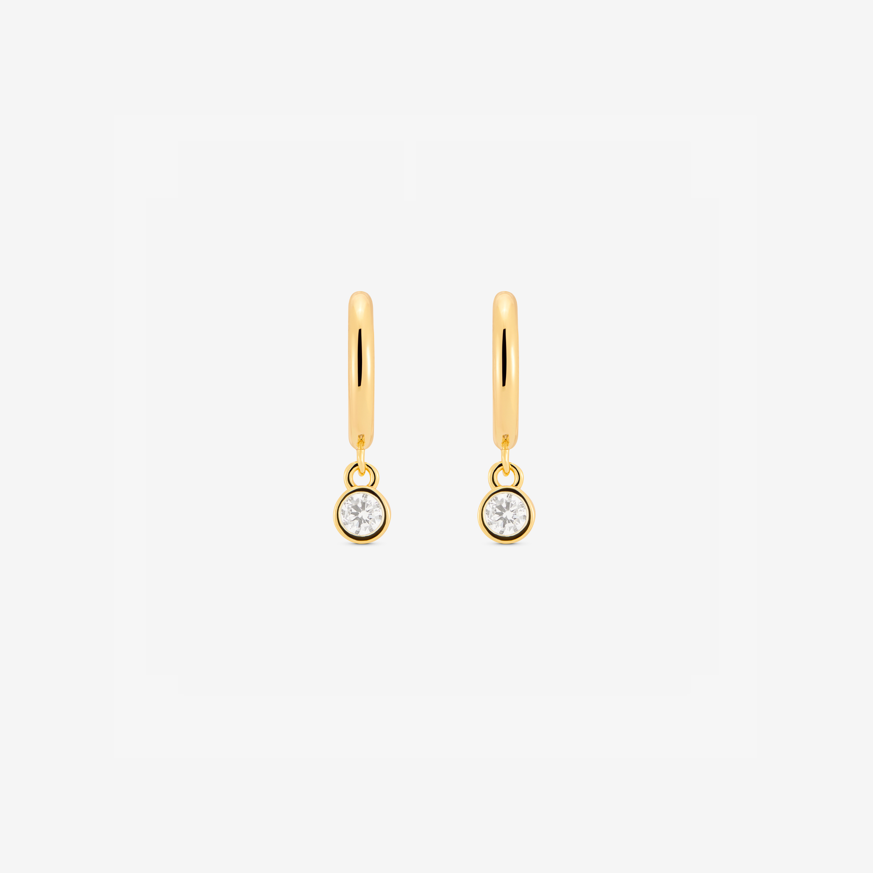 Hoop Round Drop Earring Clear CZ
