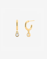 Baby Hoop Round Drop Earring Clear CZ