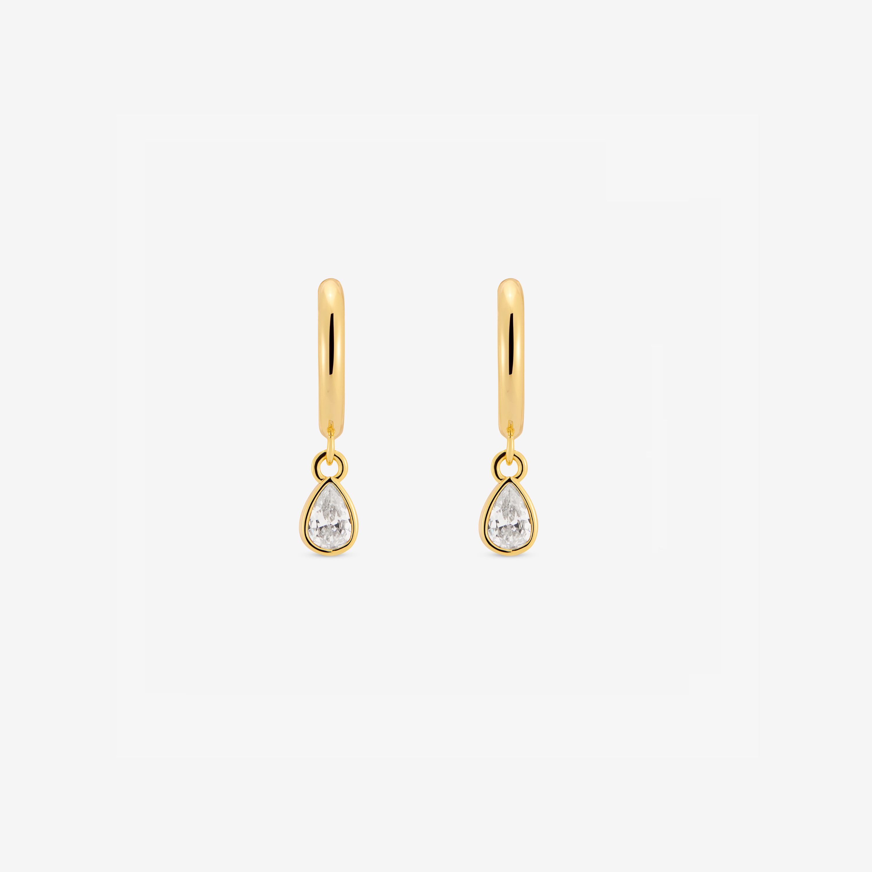 Baby Hoop Pear Drop Earring Clear CZ