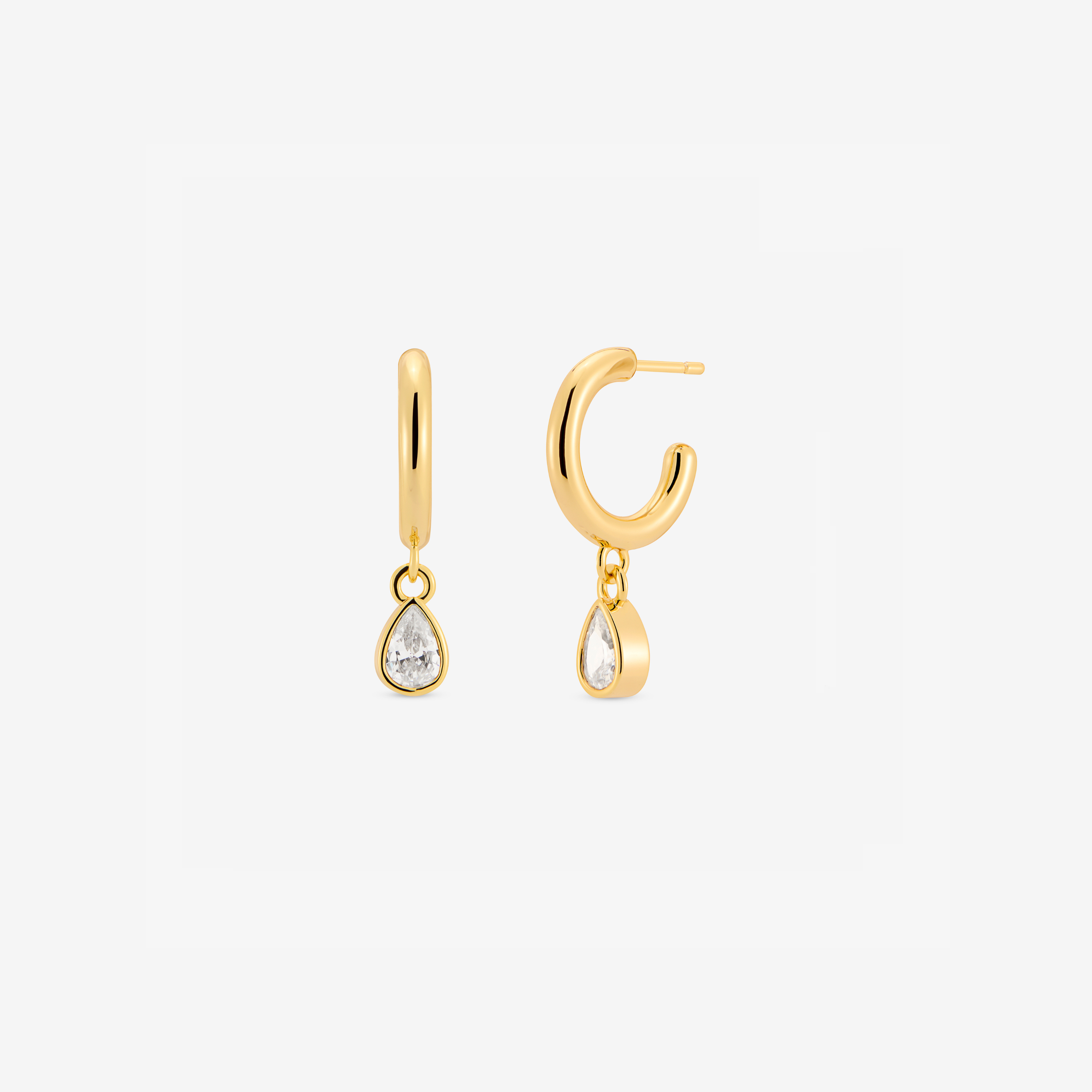 Baby Hoop Pear Drop Earring Clear CZ