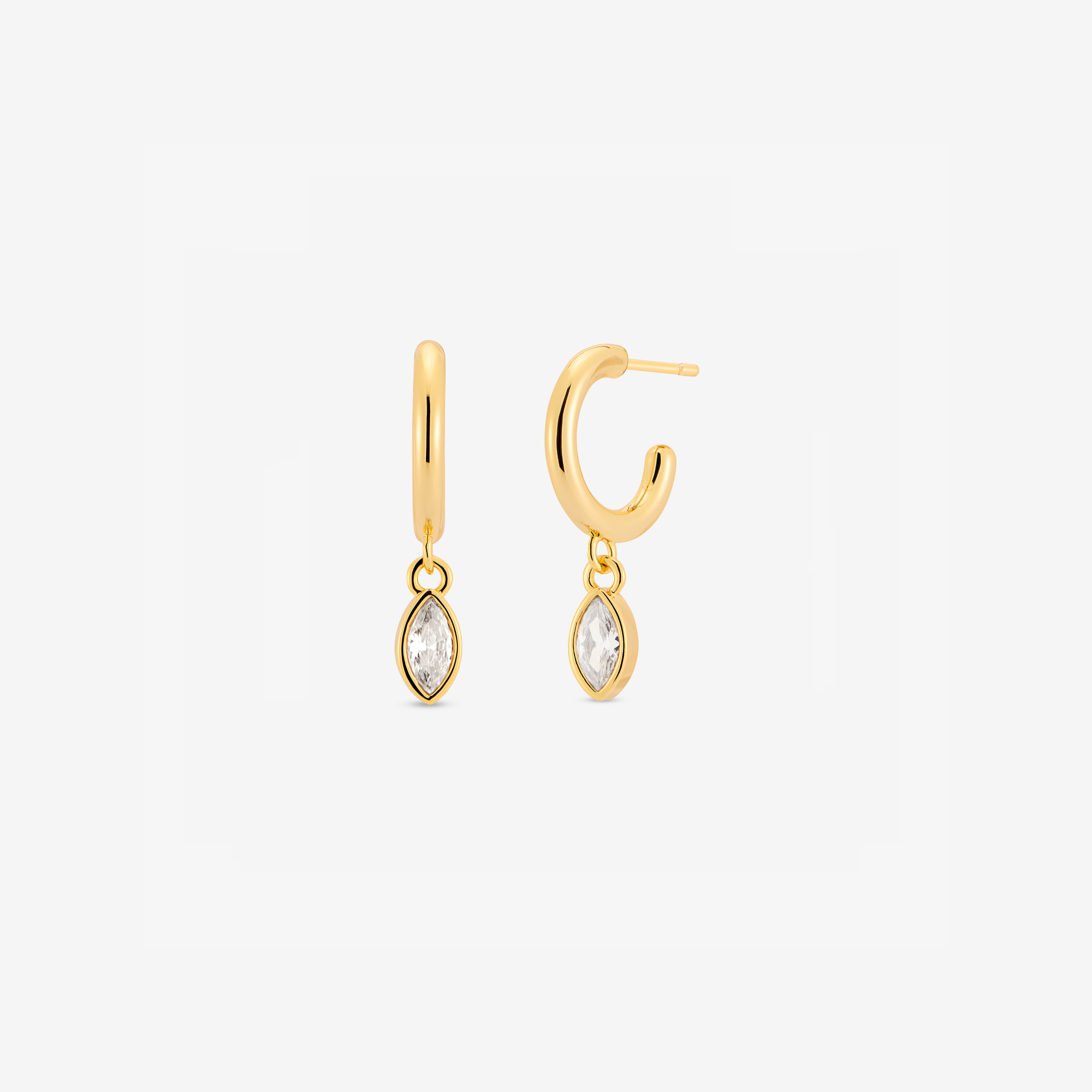 Baby Hoop Marquis Drop Earring Clear CZ