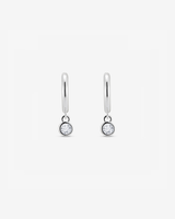 Baby Hoop Round Drop Earring Clear CZ