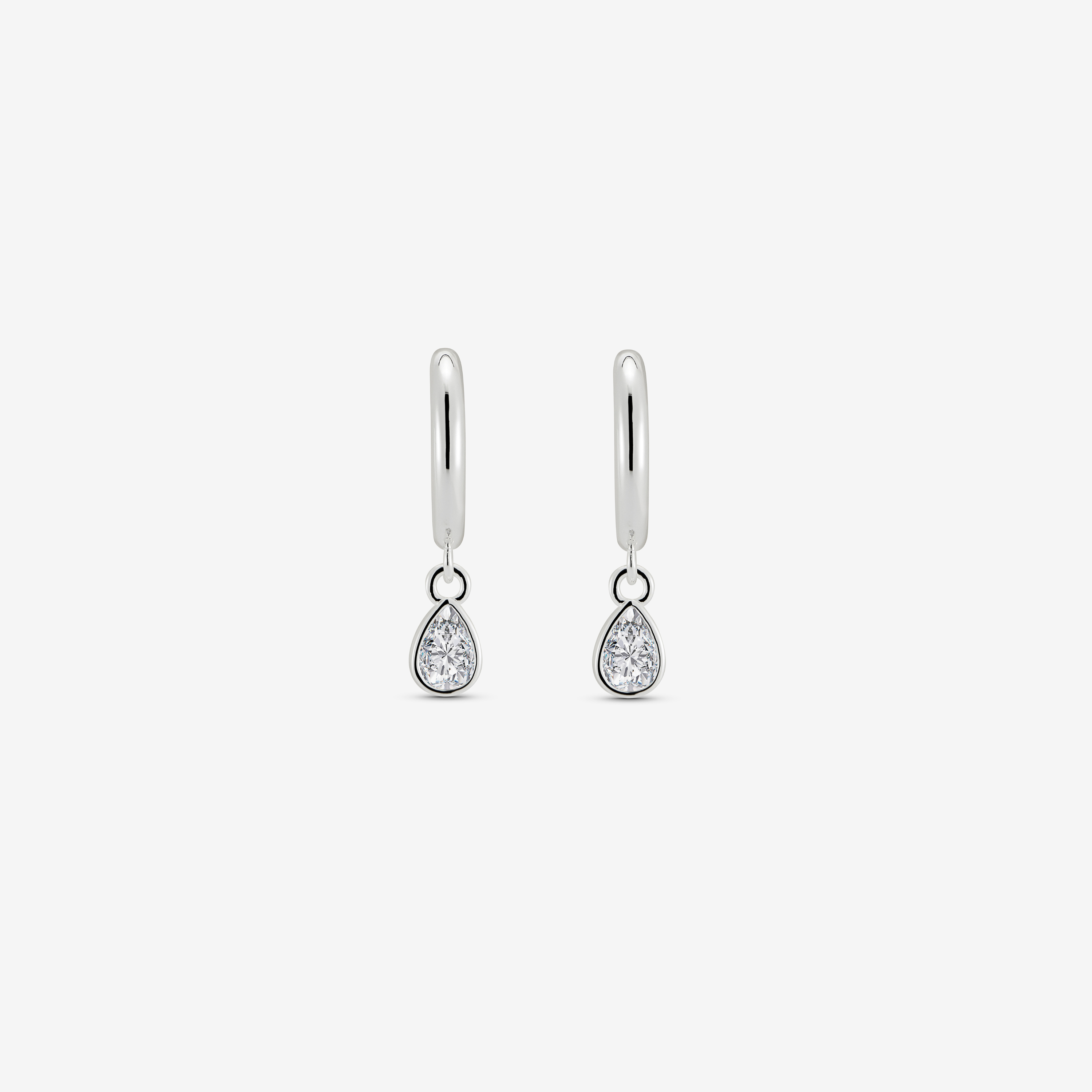 Hoop Pear Drop Earring Clear CZ