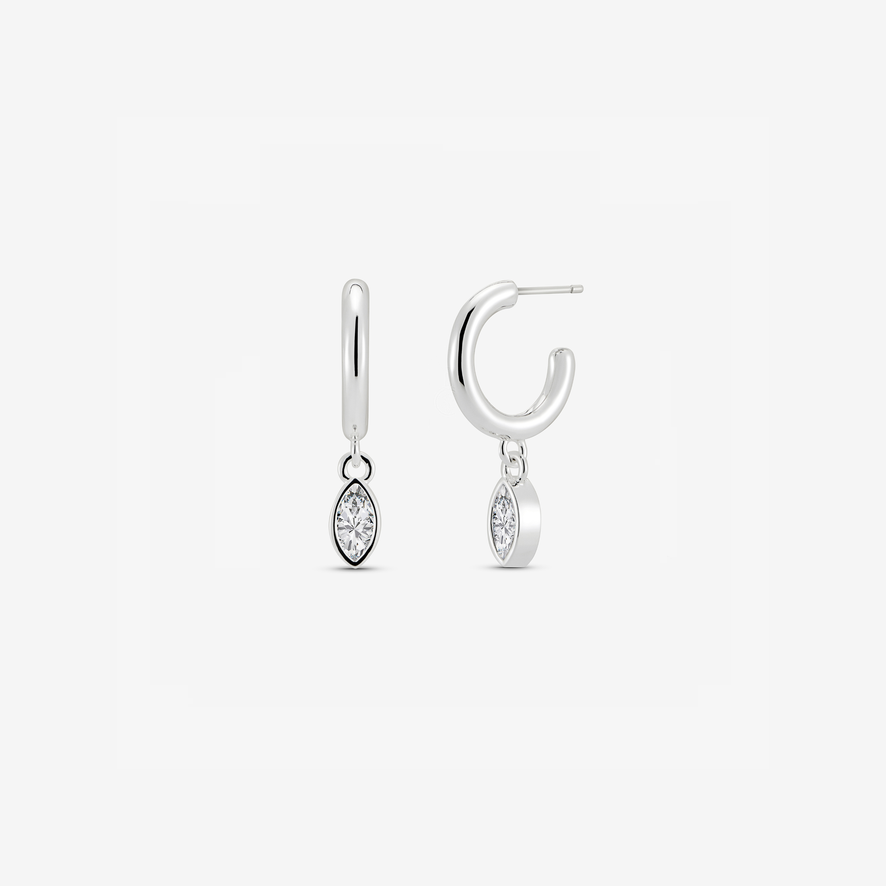 Baby Hoop Marquis Drop Earring Clear CZ