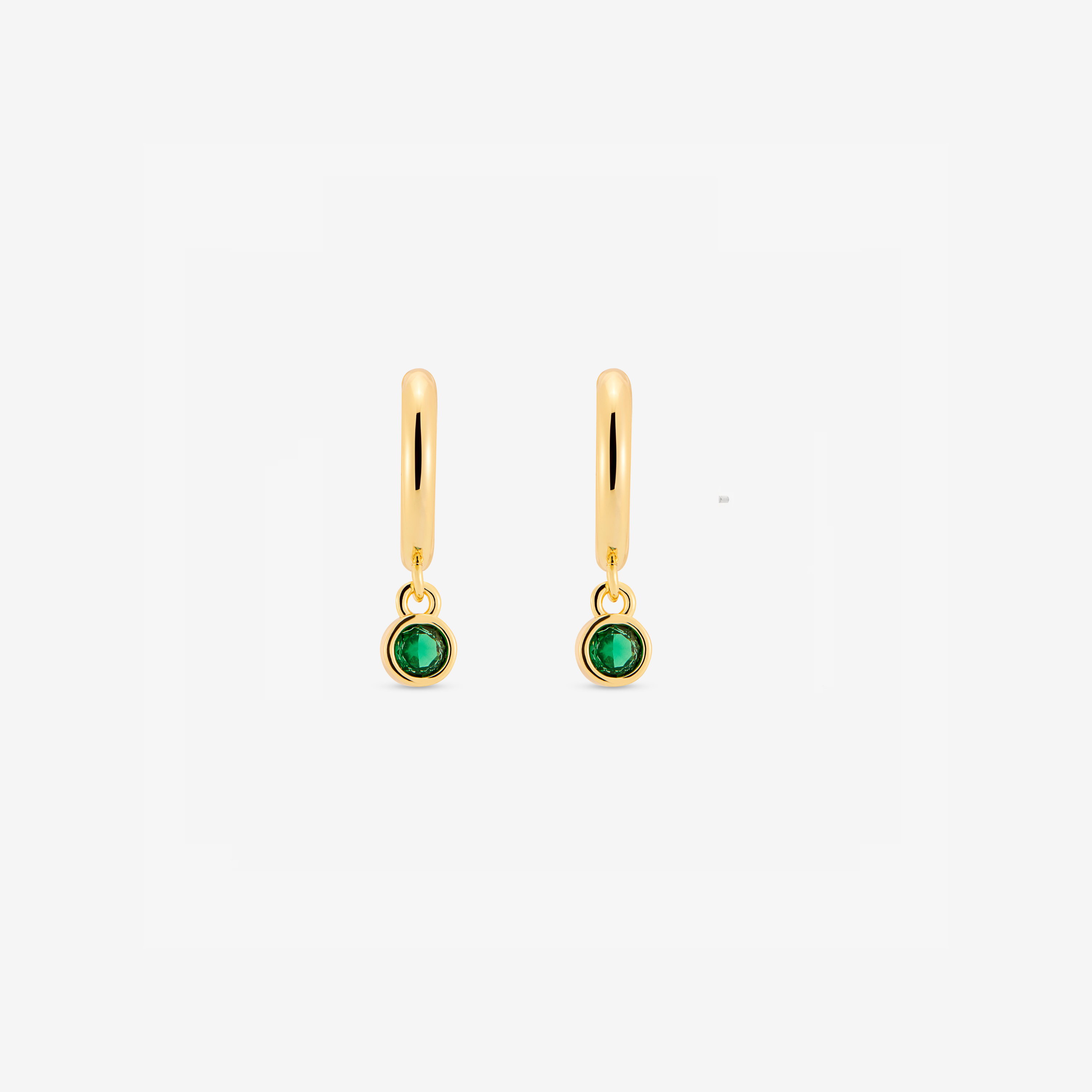 Hoop Round Drop Earring Emerald CZ