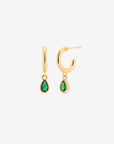 Baby Hoop Pear Drop Earring Emerald CZ