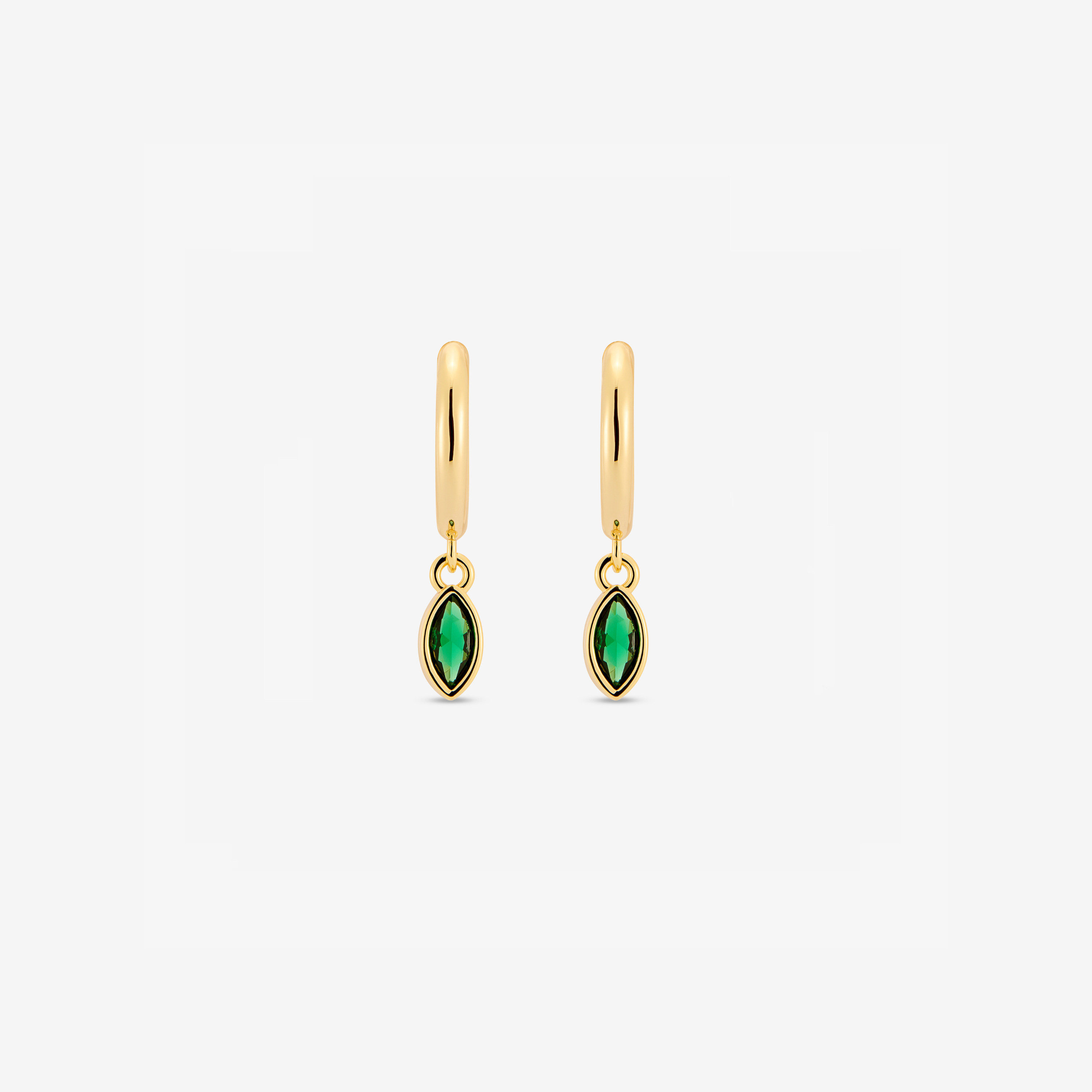 Baby Hoop Marquis Drop Earring Emerald CZ