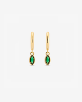 Baby Hoop Marquis Drop Earring Emerald CZ