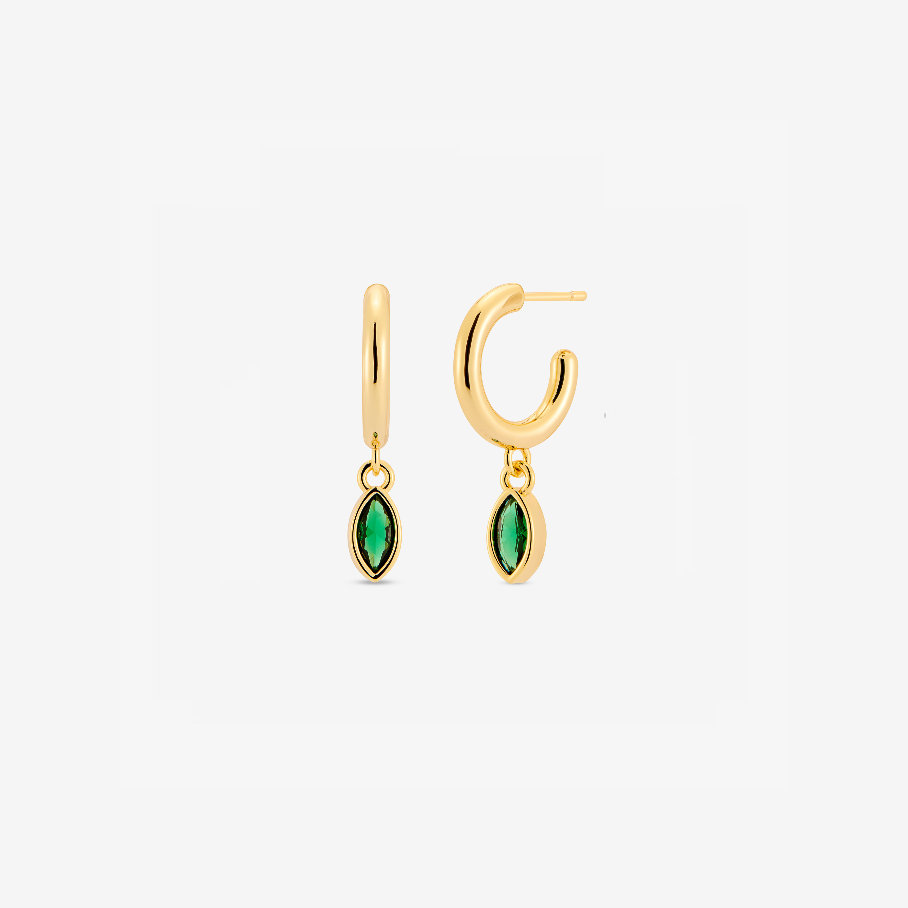 Baby Hoop Marquis Drop Earring Emerald CZ