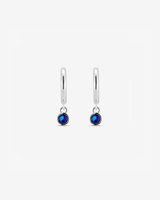 Baby Hoop Round Drop Earring Sapphire CZ