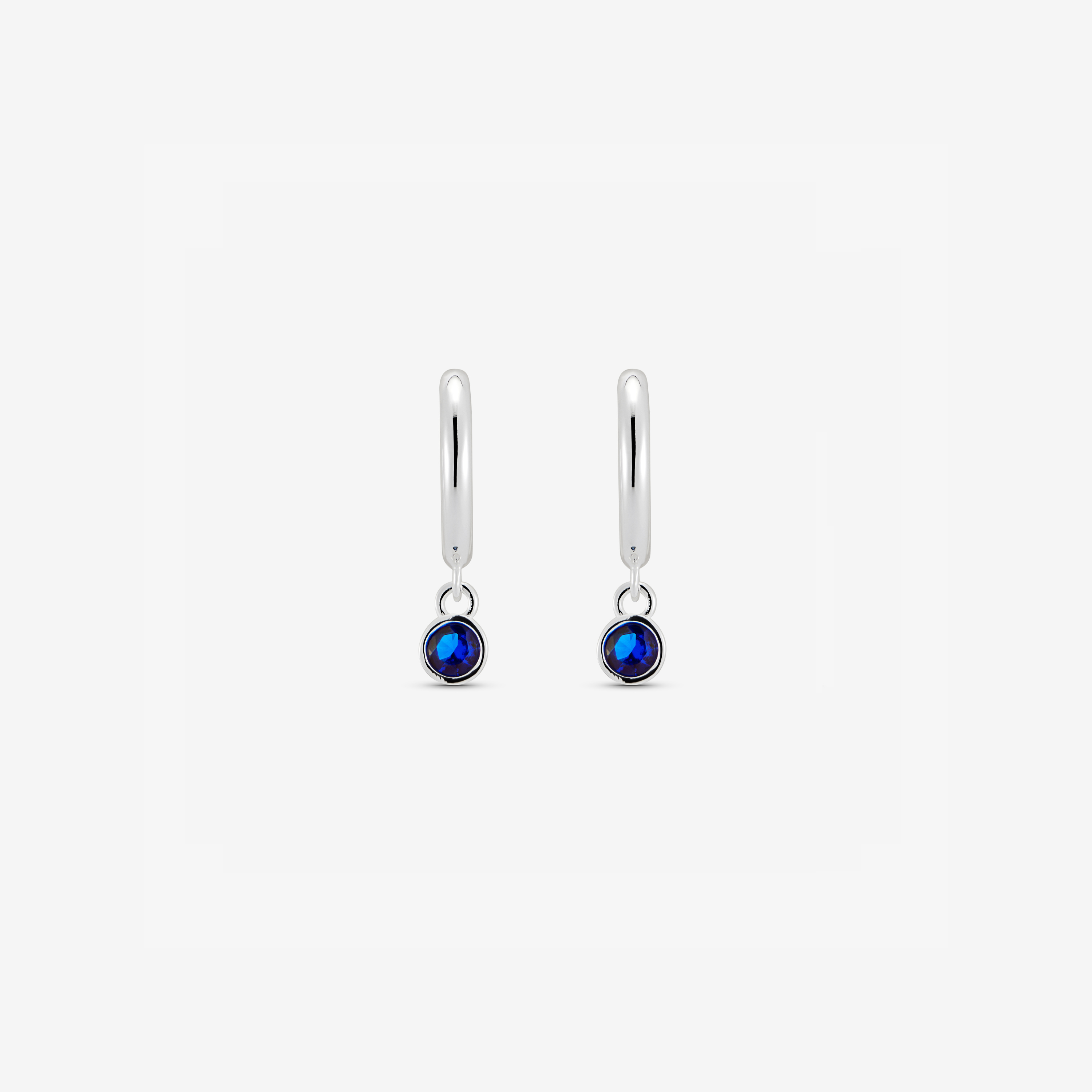 Hoop Round Drop Earring Sapphire CZ