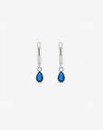 Baby Hoop Pear Drop Earring Sapphire CZ