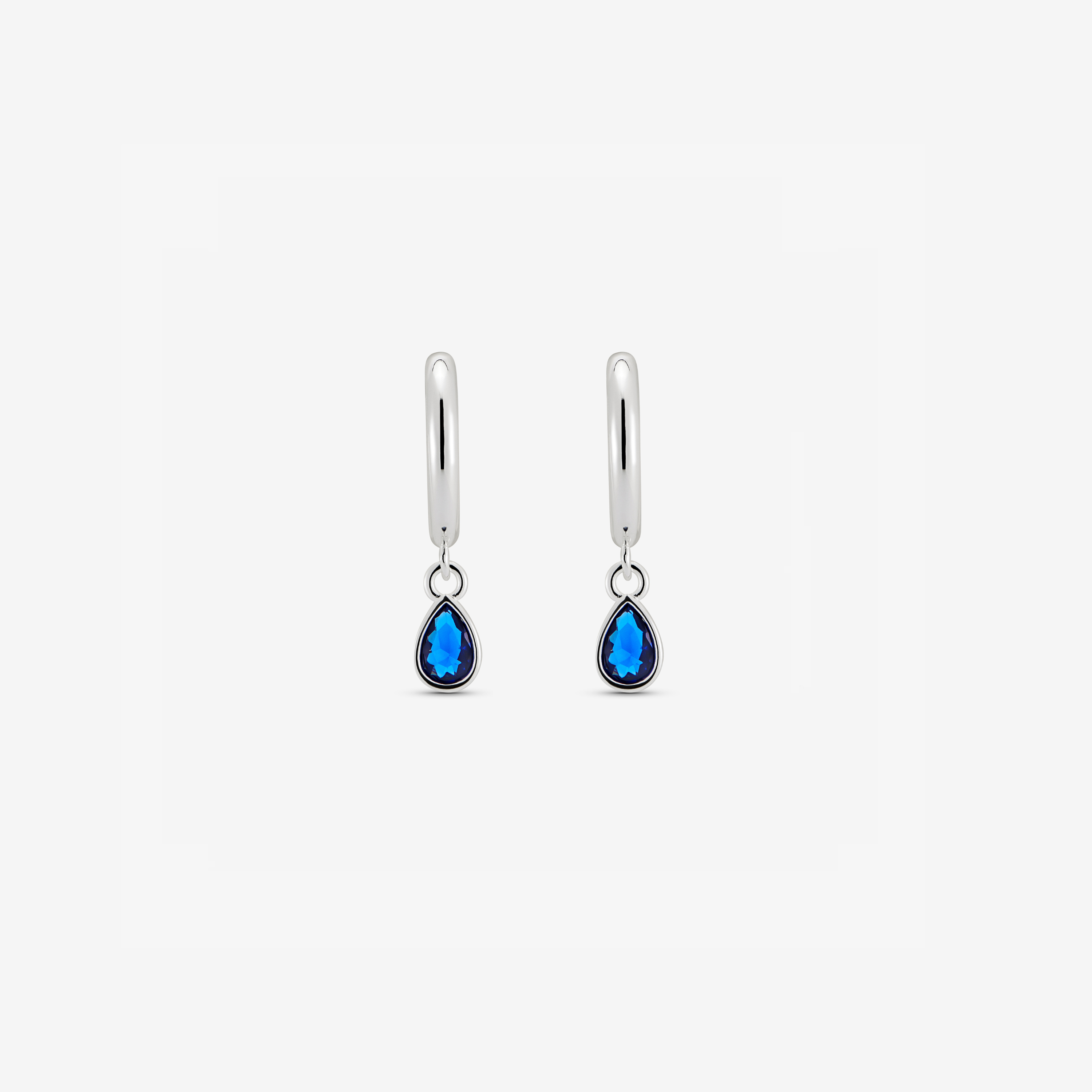 Hoop Pear Drop Earring Sapphire CZ