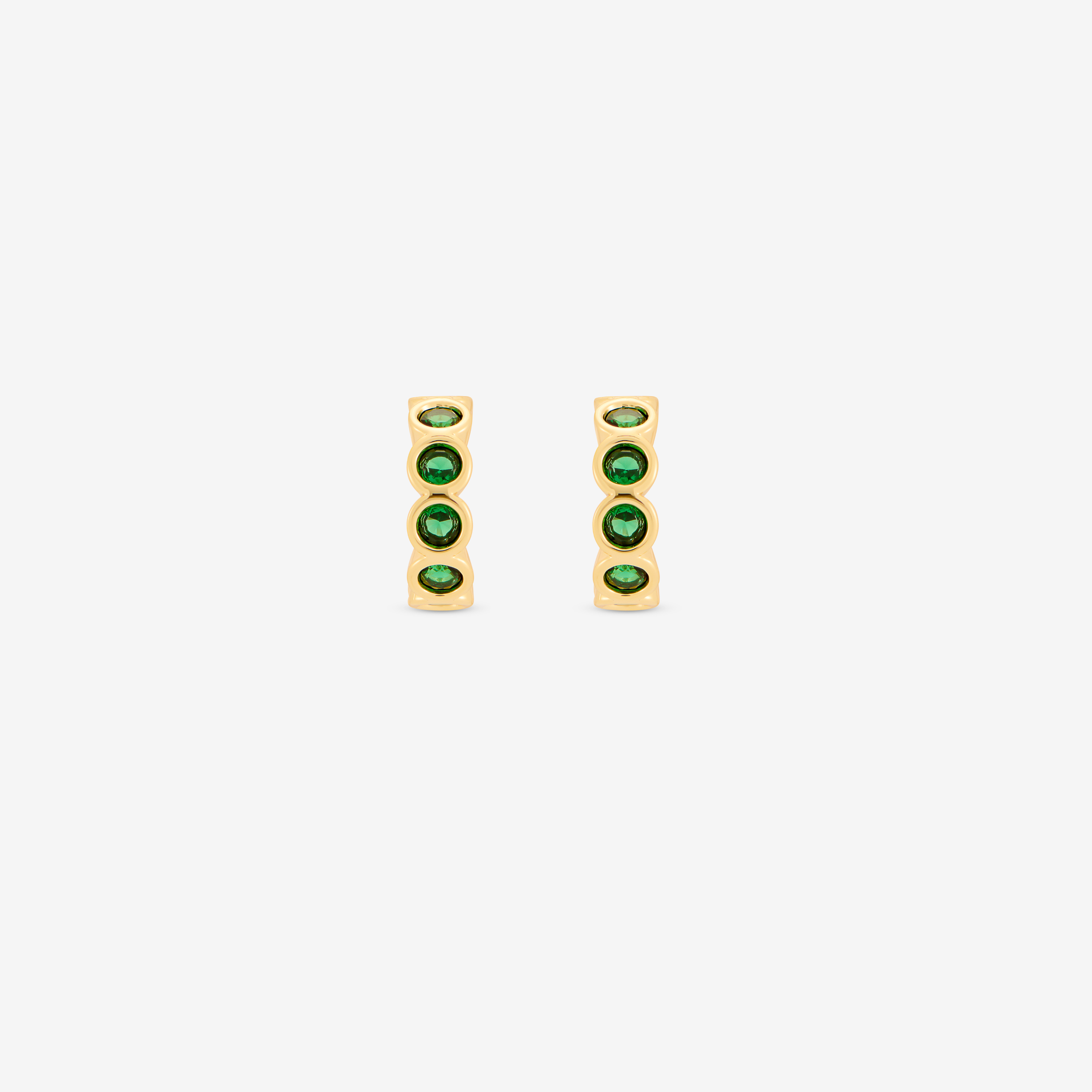 Hoop Bezel Stones Earring Emerald CZ