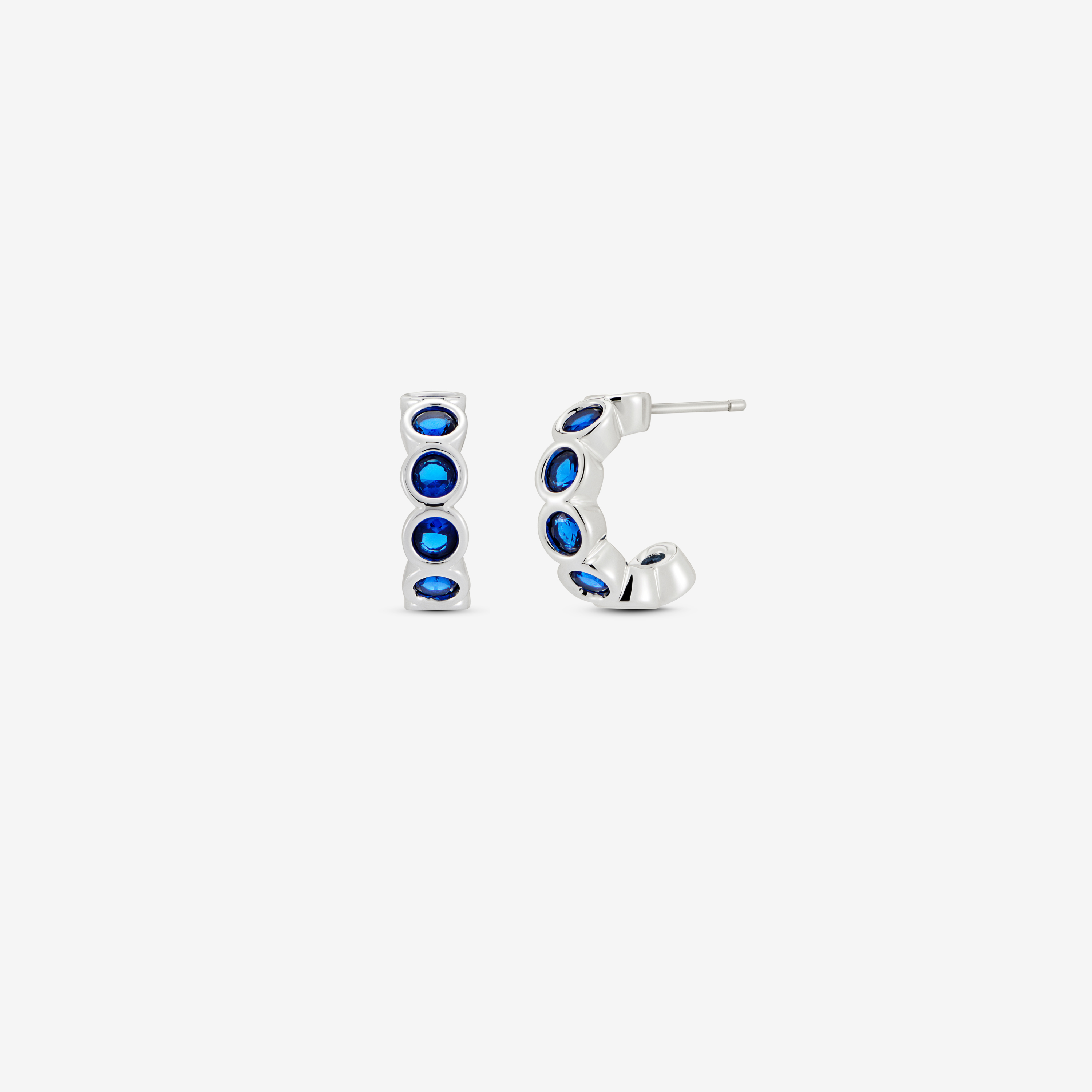 Baby Hoop Bezel Stones Earring Sapphire CZ