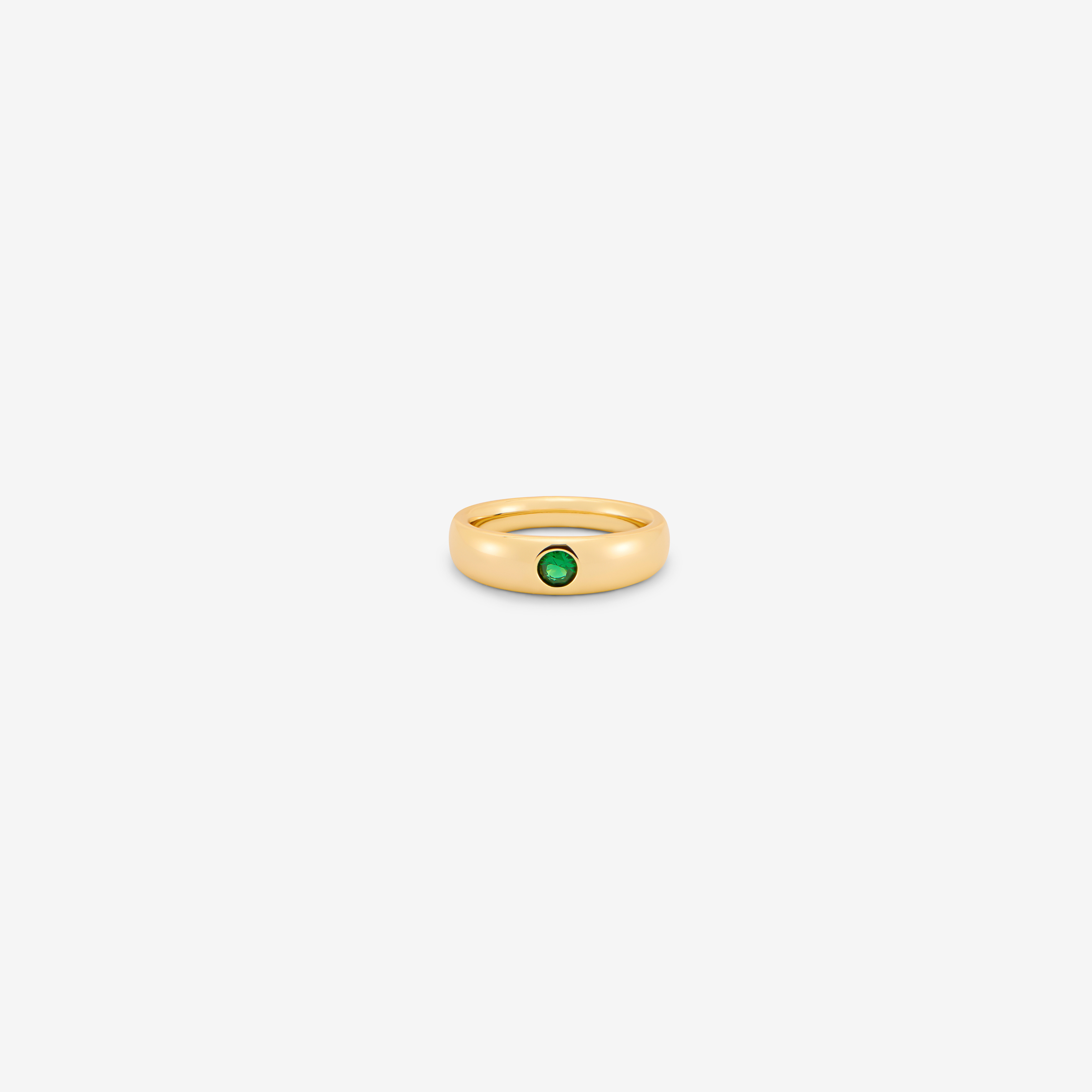 Mini Dome Round Emerald CZ Ring