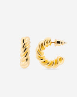 MÉGA Chunky Rope Twisted Earrings in gold vermeil—twisted hoop design, 6.15 mm wide × 20.08 mm tall.
