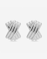 MÉGA Triple X Earrings in gold vermeil—29×19.9 mm overlapping “X” studs with stainless-steel posts, 10 g.