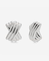 MÉGA Triple X Earrings in gold vermeil—29×19.9 mm overlapping “X” studs with stainless-steel posts, 10 g.