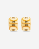 MÉGA Large Step Earrings in gold vermeil—29.4 × 19.9 mm stepped rectangle studs with stainless‑steel posts, lightweight 12 g.