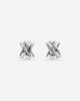 Pair of gold vermeil lattice earrings with interwoven sculptural design, displayed on a white background