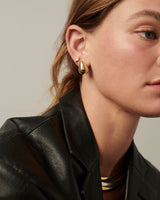 MÉGA Teardrop Earrings in gold vermeil—brass elongated teardrop studs, 5.5 mm to 14.5 mm wide, 20 mm tall.
