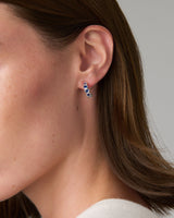 Baby Hoop Bezel Stones Earring Sapphire CZ