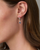 Baby Hoop Pear Drop Earring Sapphire CZ