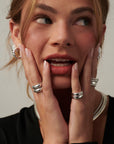 MÉGA Jewelry Donut Sprinkle Ring Stack with CZ Stones in Silver