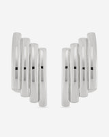 Double-hoop earrings with a sculptural silhouette, crafted in brass with 14k gold vermeil or 925 sterling silver vermeil—lightweight and bold.
