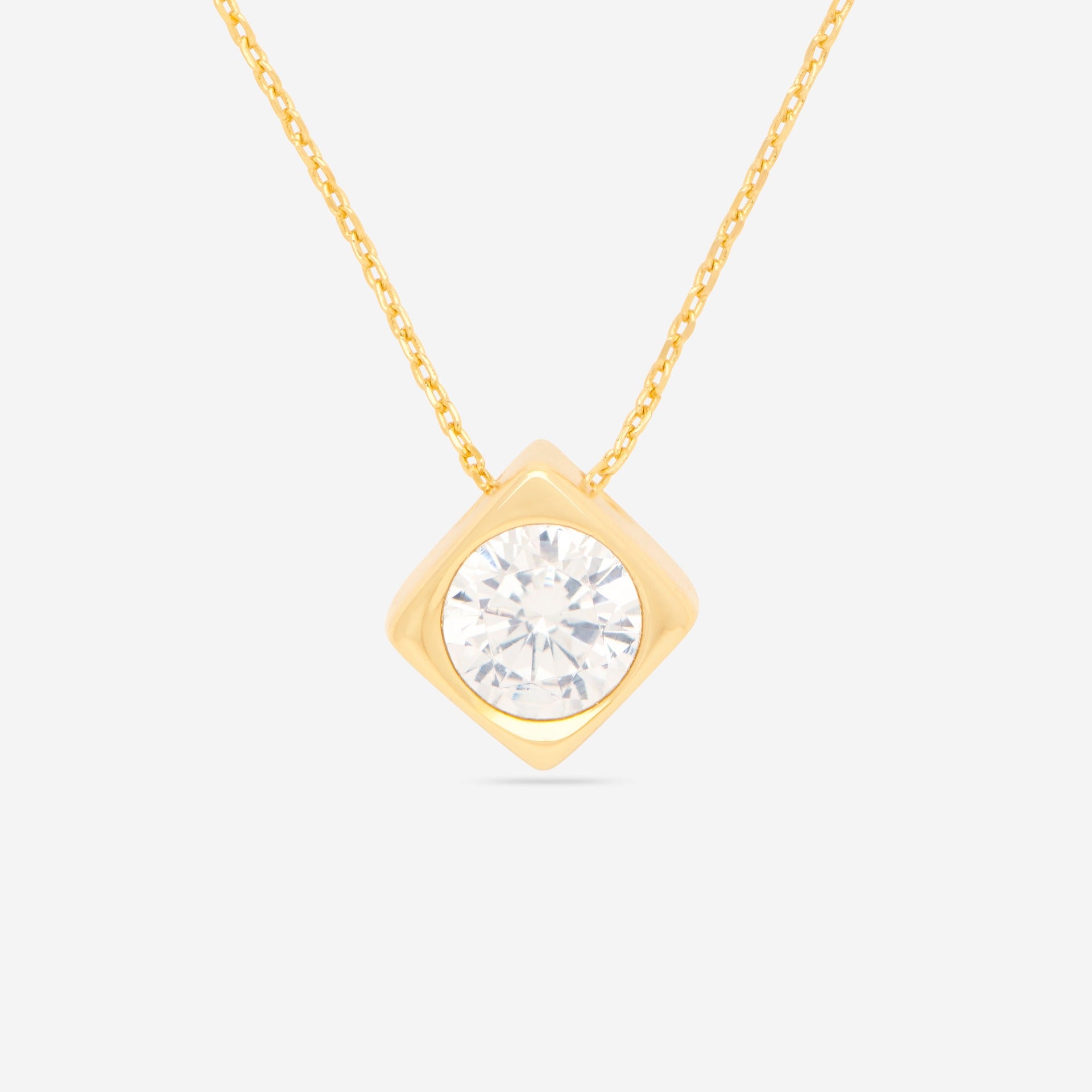 Zircon Cube Pendant Necklace