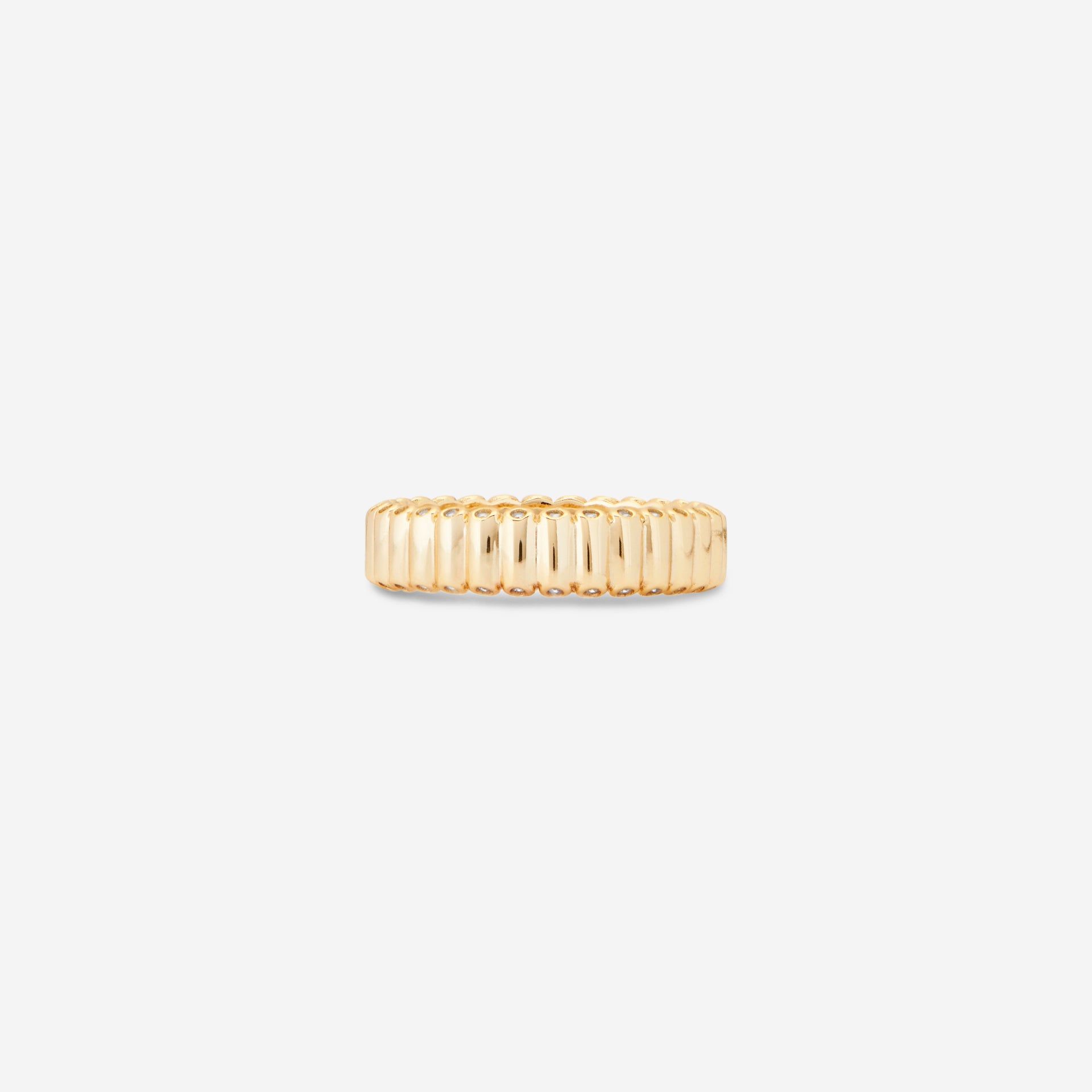 Fluted Diamond Cap Band Ring