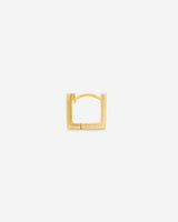 MÉGA Square Huggie Earrings in gold vermeil—15 × 15 mm square hoop studs with hinged closure, ultra-lightweight design.