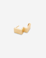 MÉGA Square Huggie Earrings in gold vermeil—15 × 15 mm square hoop studs with hinged closure, ultra-lightweight design.