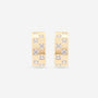 MÉGA Checkered Wide Earrings in gold vermeil—21 mm wide huggies with checker texture and princess-cut zircon, 9 g