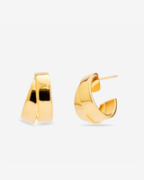 MÉGA Chunky Double Hoop Earrings in gold vermeil—two bold hoops (25 mm × 15 mm), stainless-steel posts, lightweight 5.99 g.