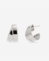 MÉGA Chunky Double Hoop Earrings in gold vermeil—two bold hoops (25 mm × 15 mm), stainless-steel posts, lightweight 5.99 g.